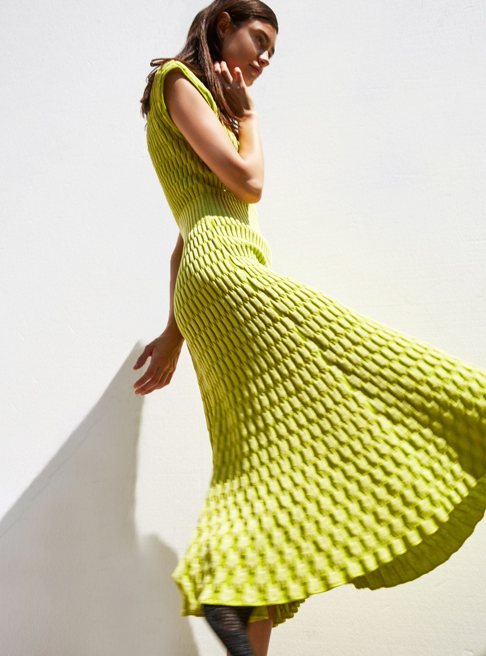 Molli zellige knit long dress wheat limoncello Molli