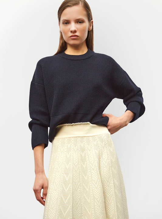 molli short sweater in wavy knit