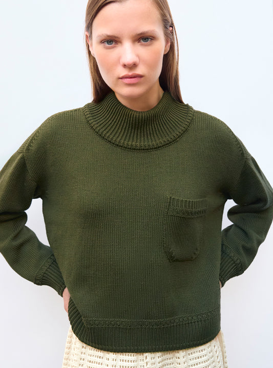 molli short sweater with braided finishes