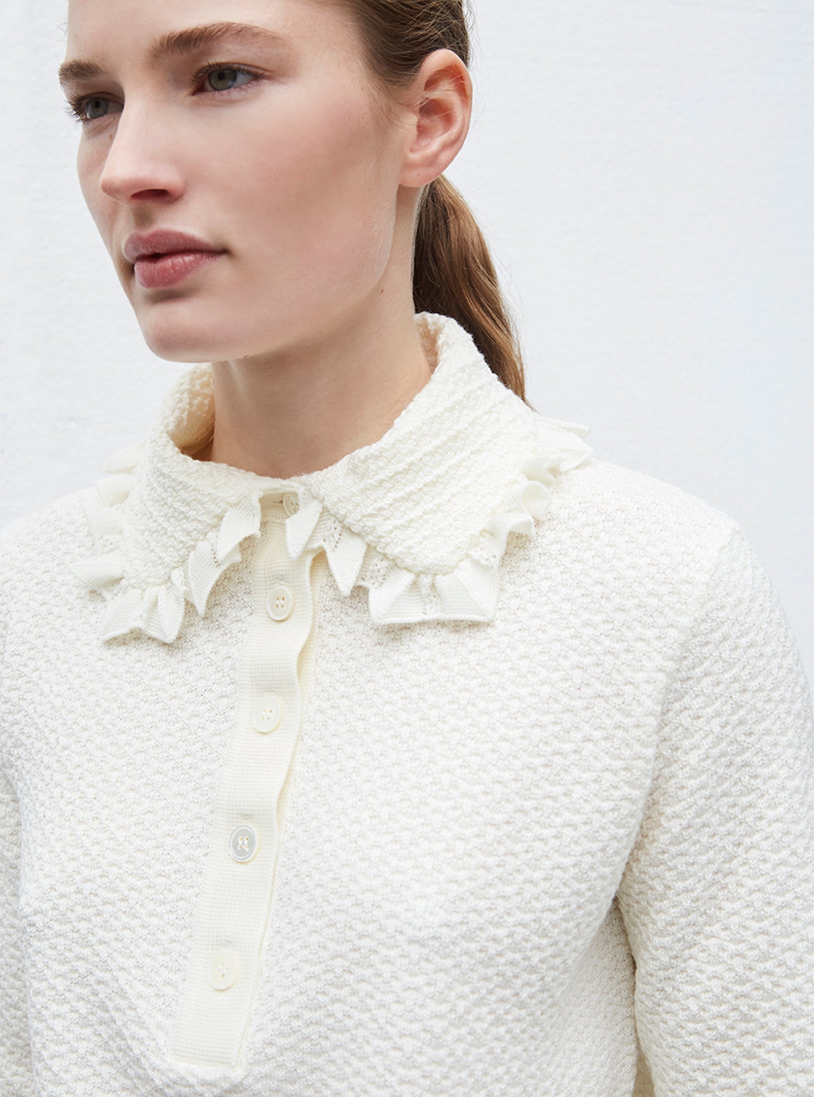 Molli checkered knit couture polo shirt natural | Molli