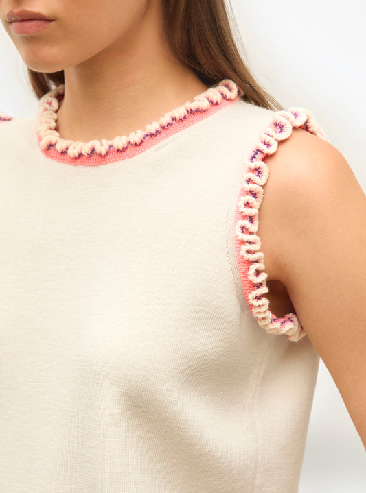 knit top with mini ruffles