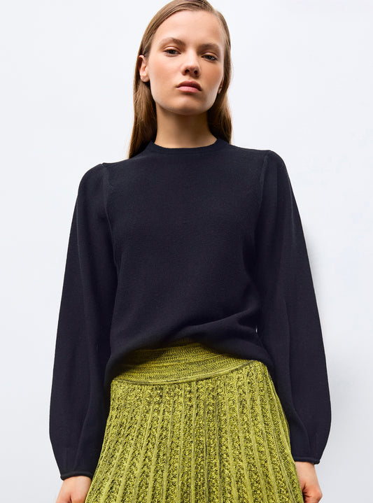 molli round-collared top with pleated cuffs