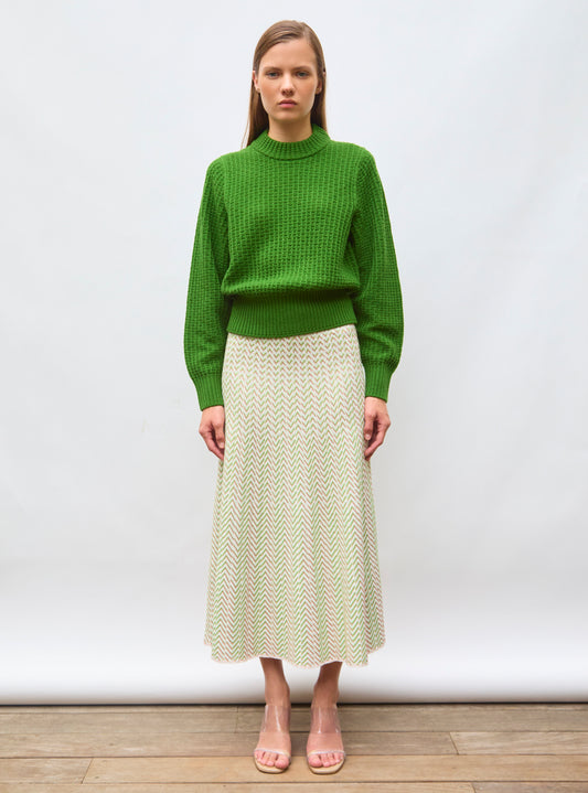 Pull fin en maille gaufrée Matcha - Pulls de luxe