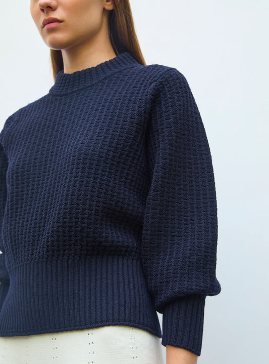 molli fine sweater in waffled knit