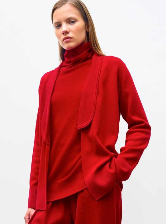 Veste maille mini croquet Rouge Vernis - Vêtement en maille de luxe Molli