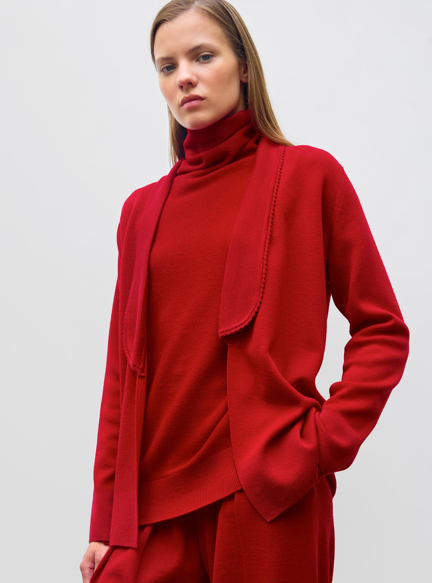 Veste maille mini croquet Rouge Vernis - Vêtement en maille de luxe Molli