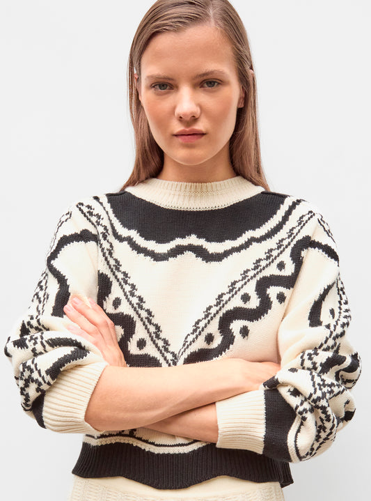 jacquard knit sweater