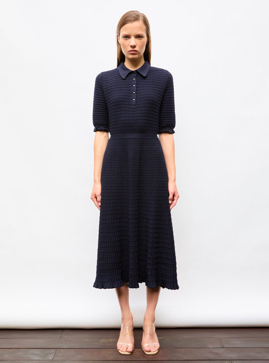 molli long dress in origami knit