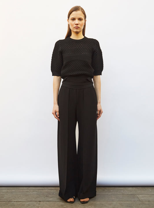 molli couture-style pleated knit pants