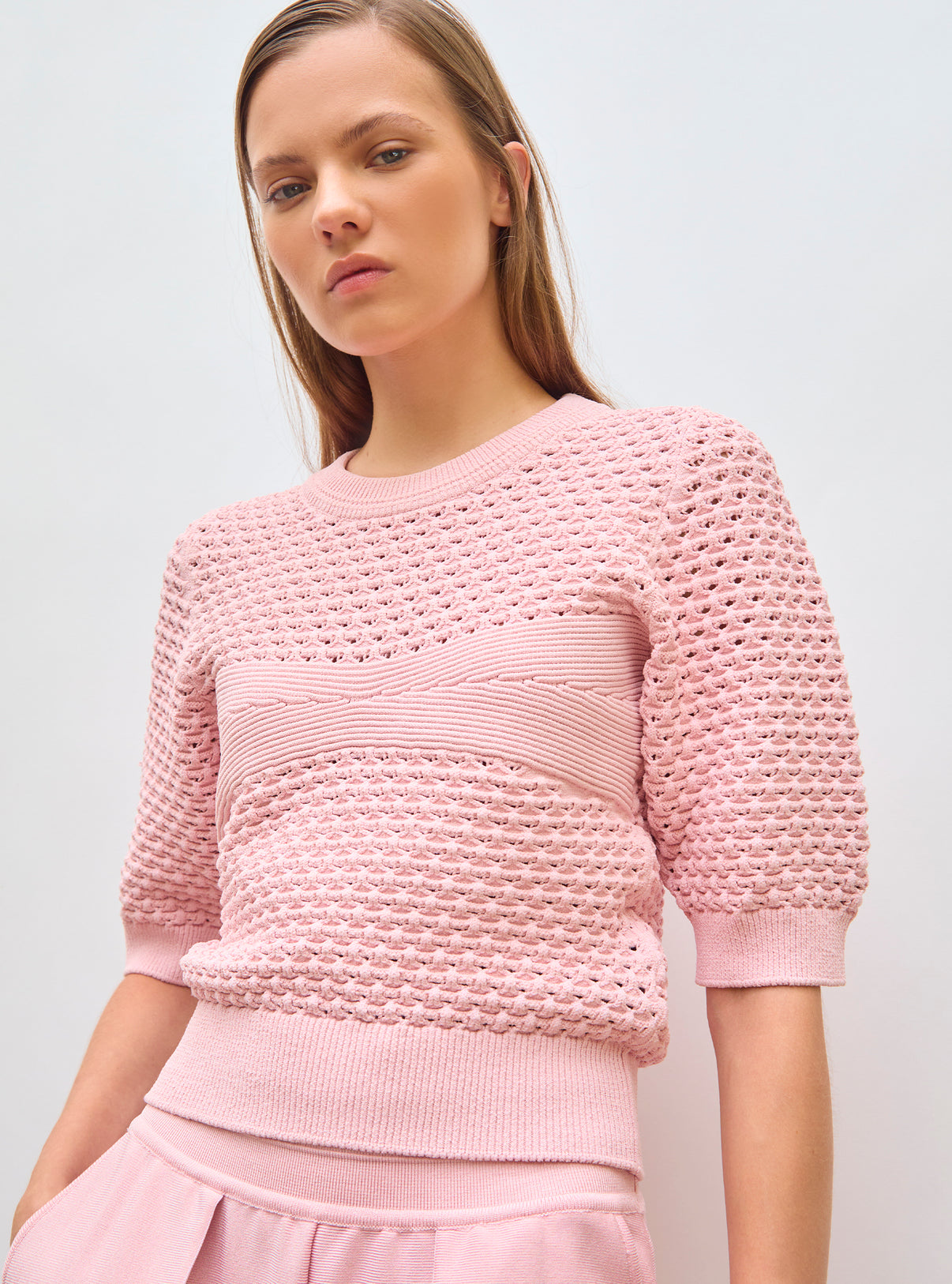 Top en maille capitonnée Rose Ballet - Vêtement en maille de luxe Molli