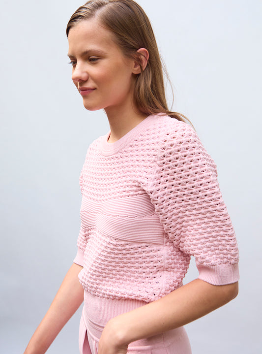 Top en maille capitonnée Rose Ballet - Vêtement en maille de luxe Molli