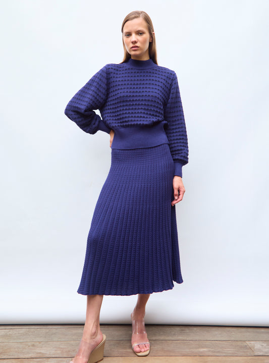 pleated knit flowing skirt