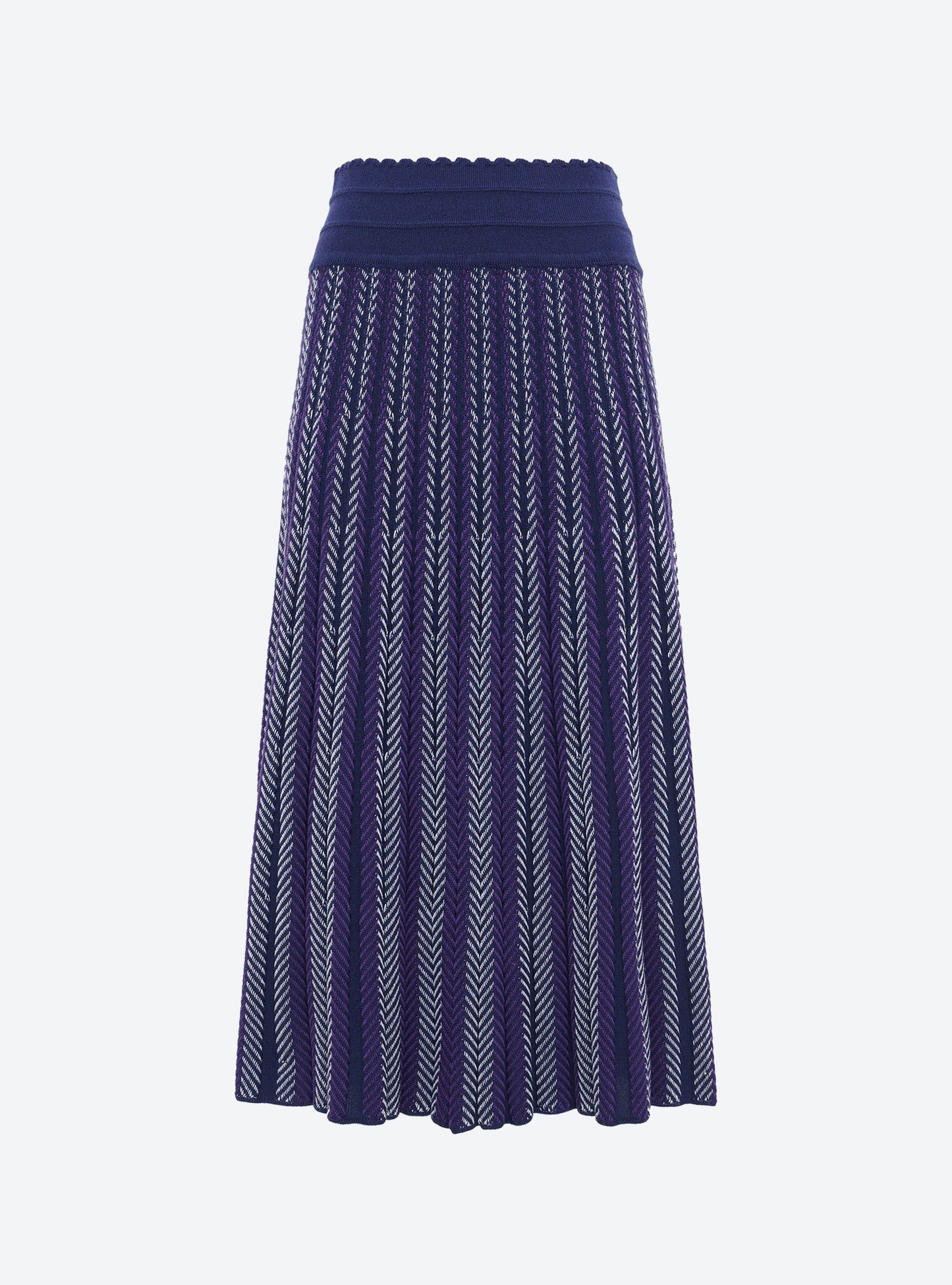 Jupe fluide en maille chevrons Indigo Violet Profond - Molli