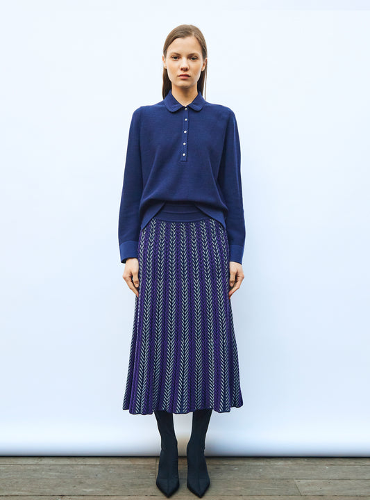 molli knit shirt with rick rack-edged collar