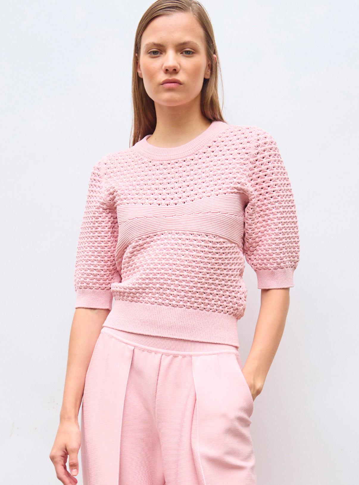 Top en maille capitonnée Rose Ballet - Vêtement en maille de luxe Molli