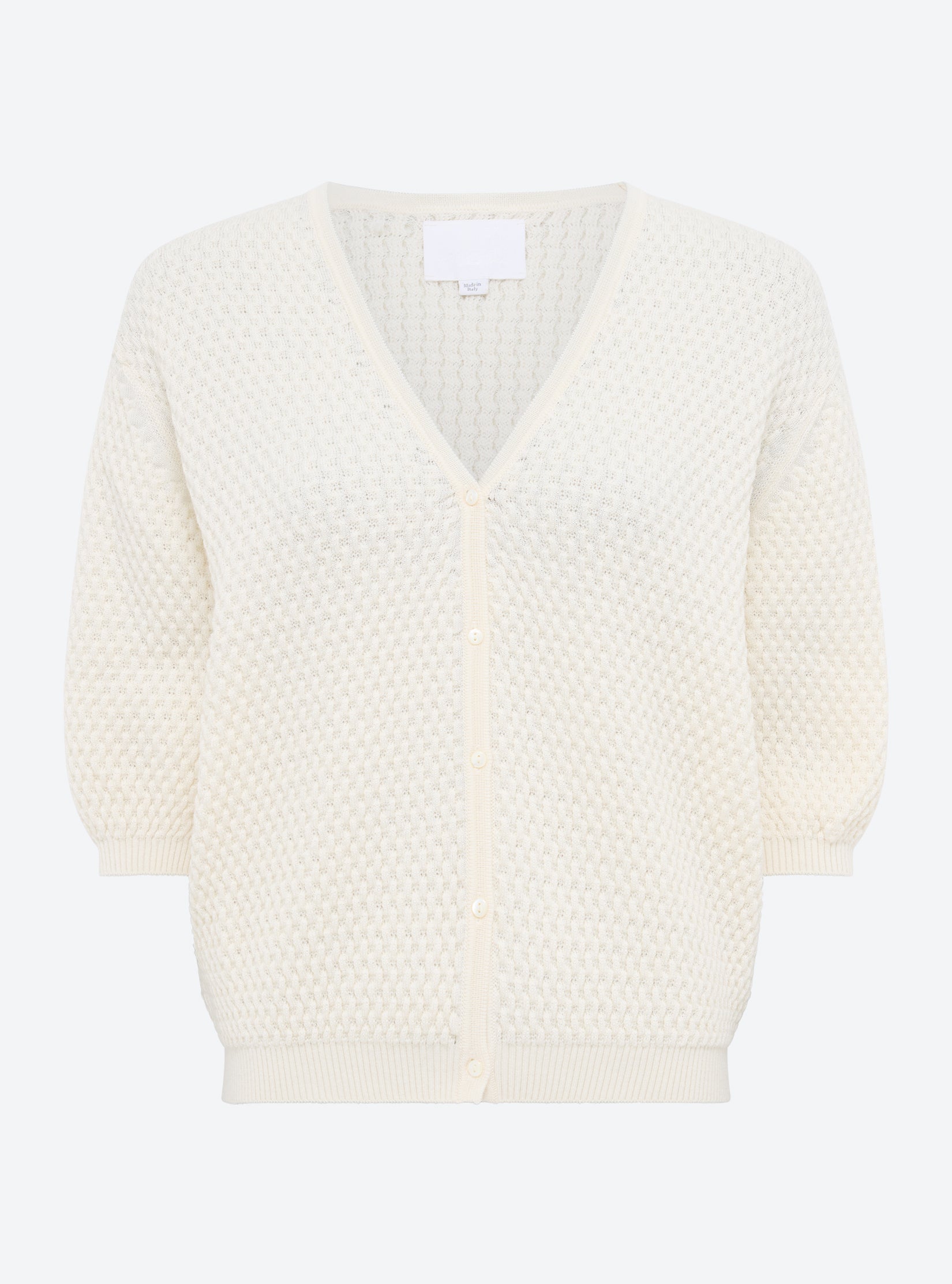 Cardigan en maille de luxe Molli - Cardigan v maille cloquée Naturel