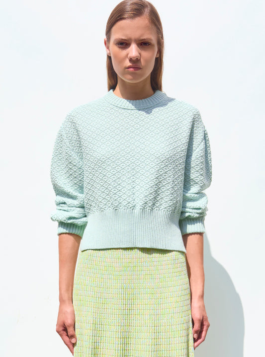 Pull en maille de luxe Molli - Pull court maille damier Jade