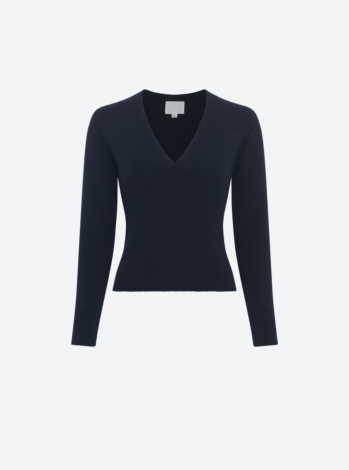 Pull col V maille pleine Nuit - Vêtement de luxe femme