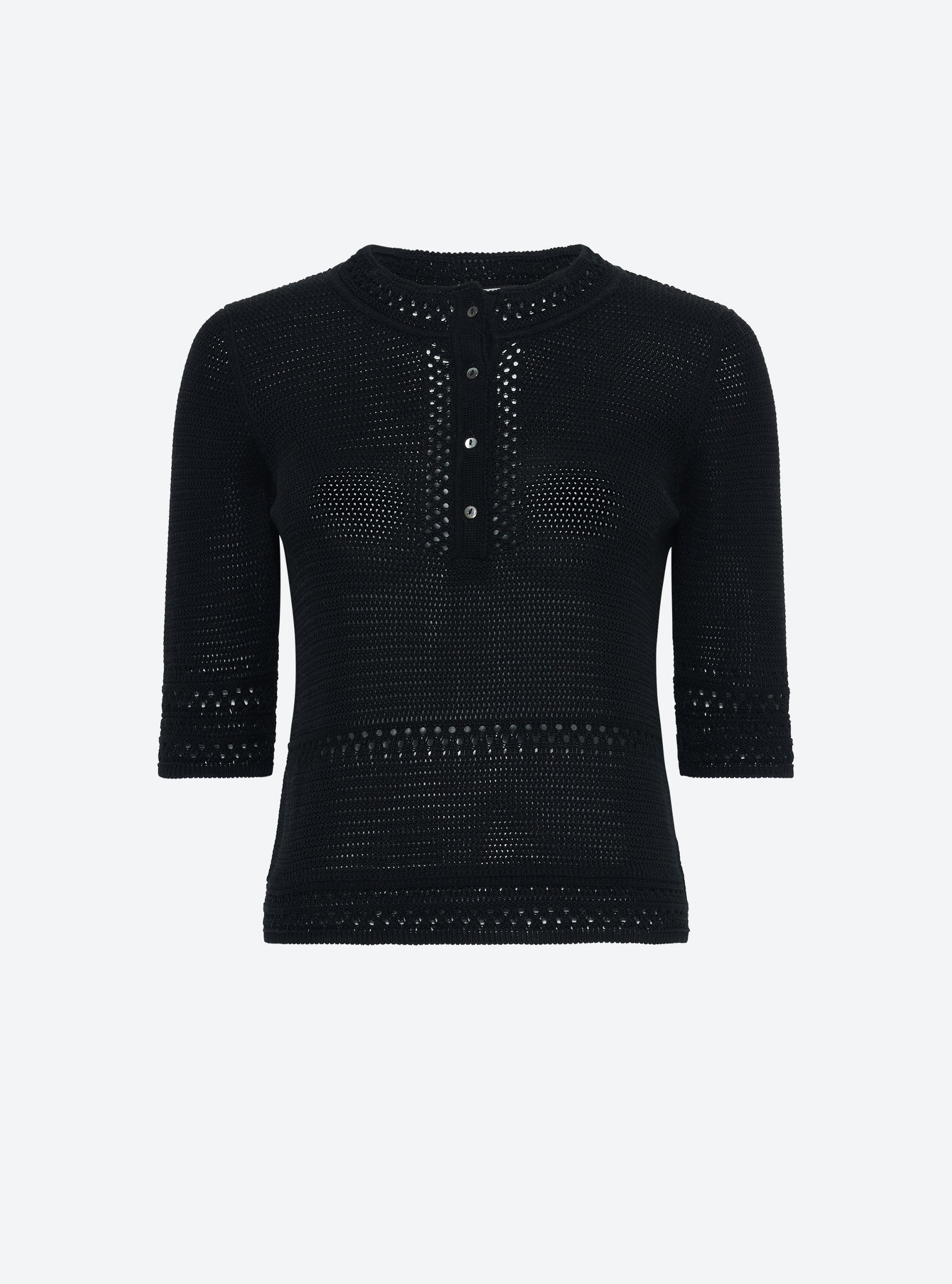 Top délicat maille crochet Noir Profond - Top en maille de luxe Molli