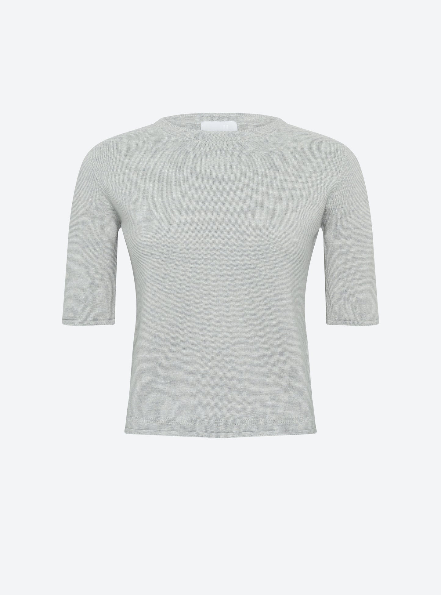 Top en maille de luxe Molli - Top fin maille manches coudes Gris Chiné Clair