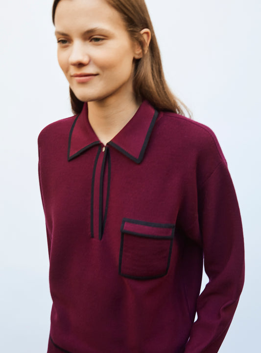 knit shirt with piped collar