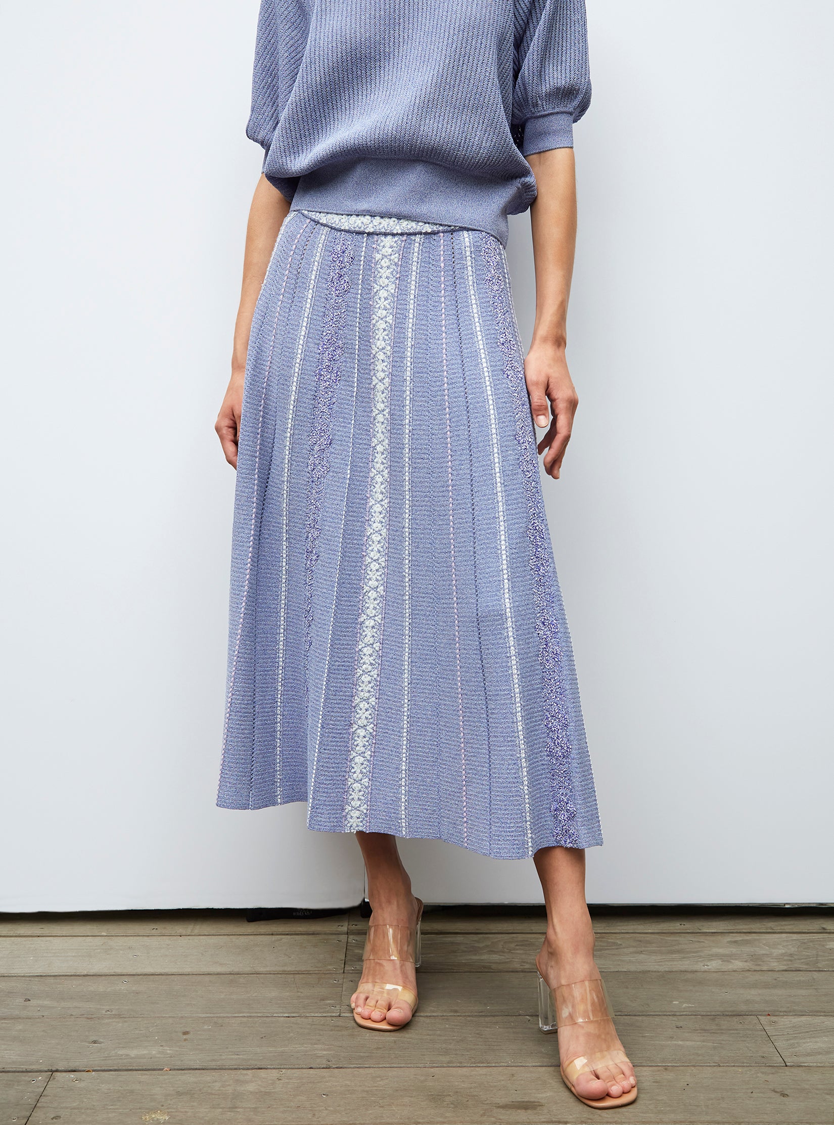 molli graphic ribbon knit skirt ice blue Molli