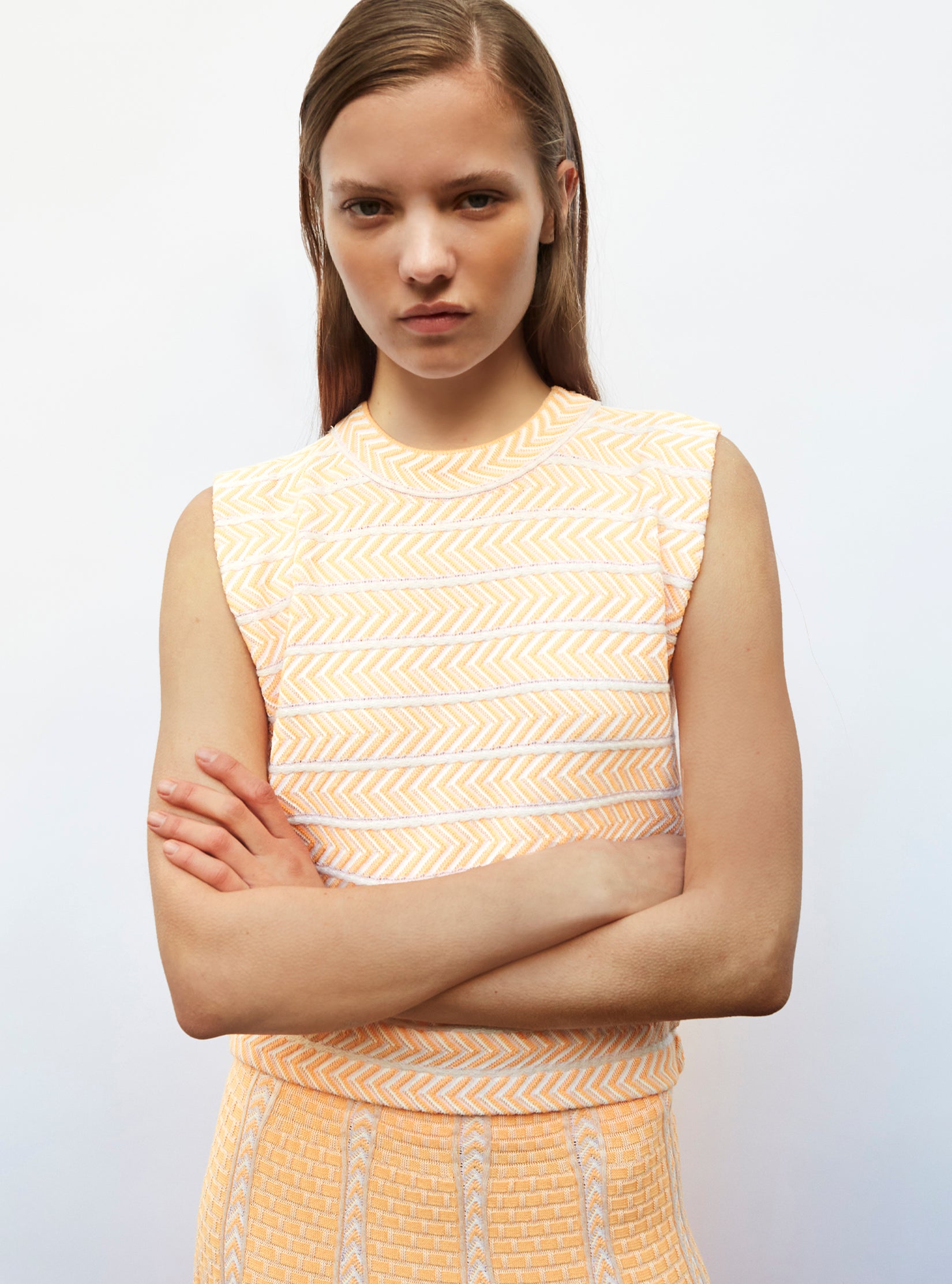 molli basketweave knit top fluorescent orange | Molli