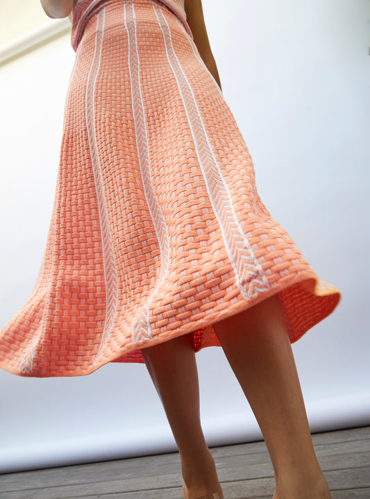 basket-weave knit skirt