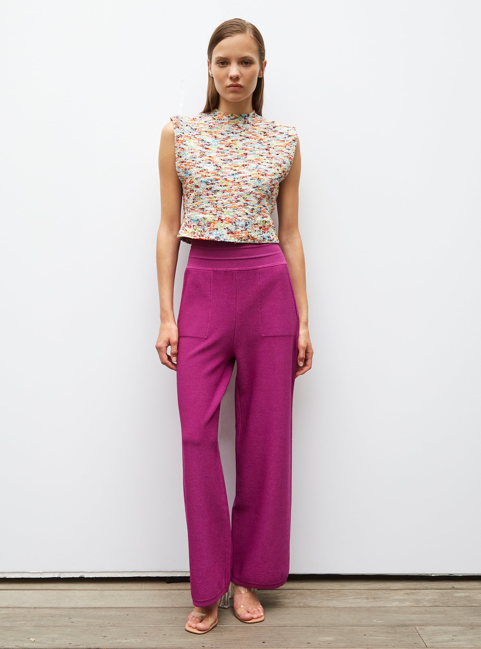 pantalon taille haute maille jersey bougainvillier Molli