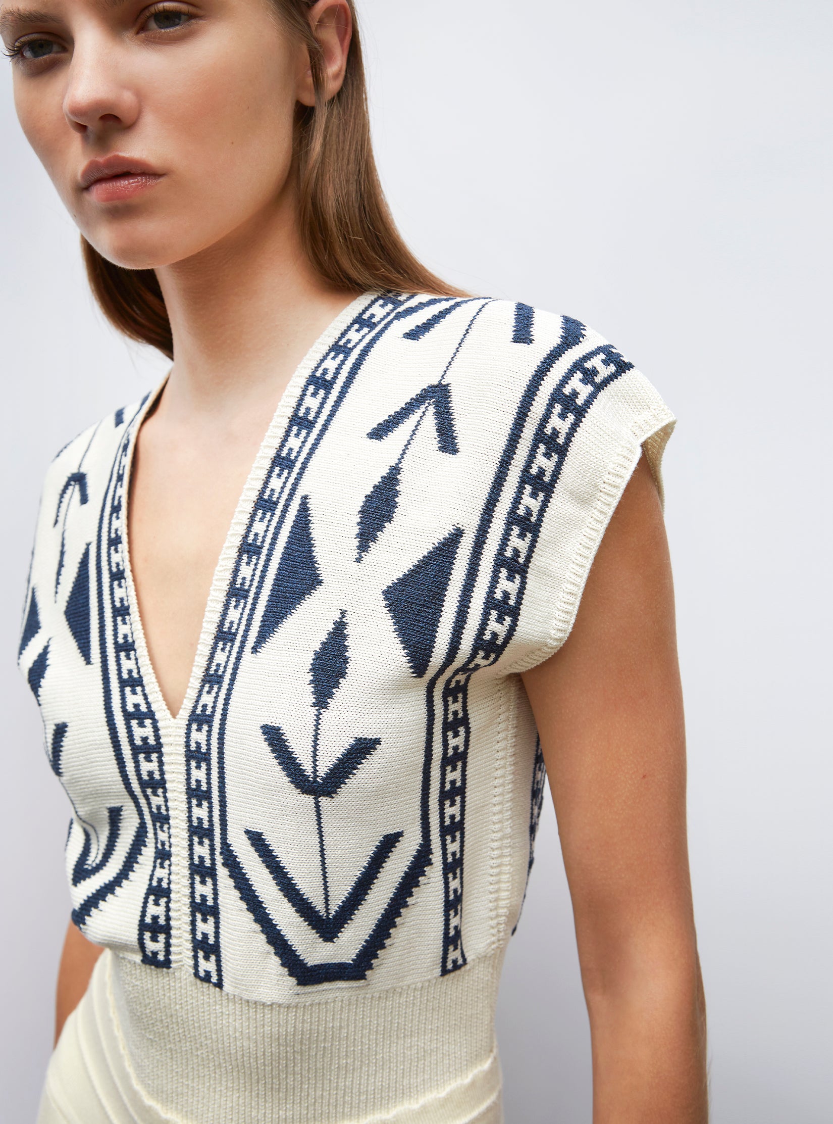 Top v en maille jacquard ikat - Molli 