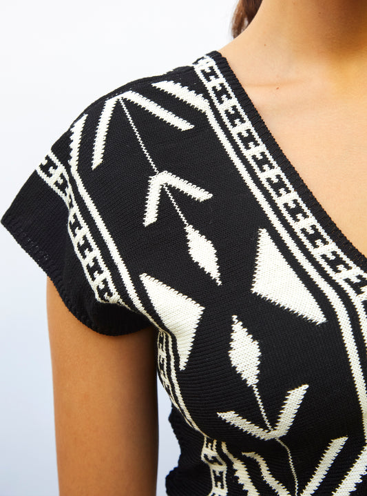 molli ikat knit v-neck top