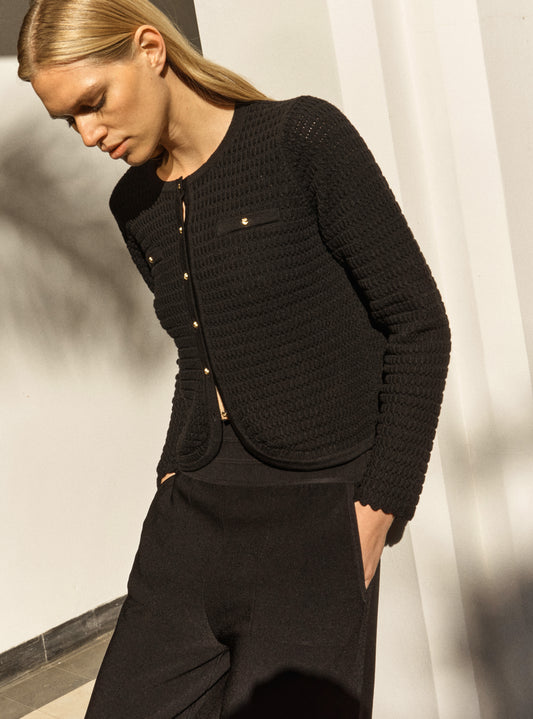 slim jacket in couture knit