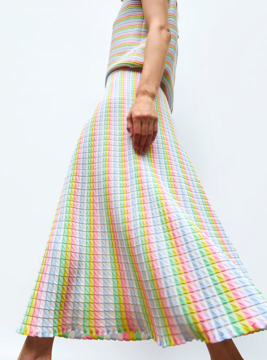 fluid skirt in an origami knit 